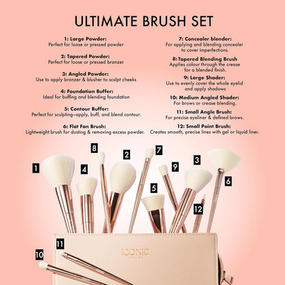 ICONIC LONDON Ultimate Brush Set | 12 Piece Makeup Brush Set