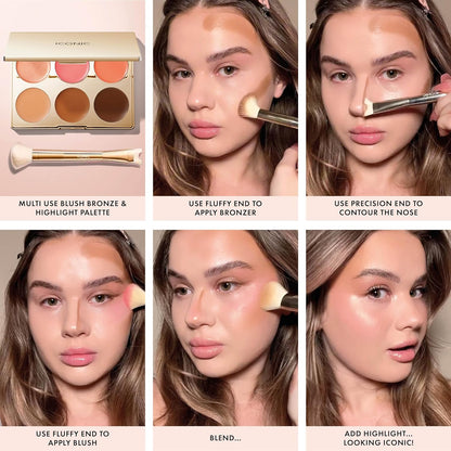 ICONIC LONDON Multi-Use Cream Blush, Bronze and Highlight Palette | Cruelty-Free, Vegan Makeup