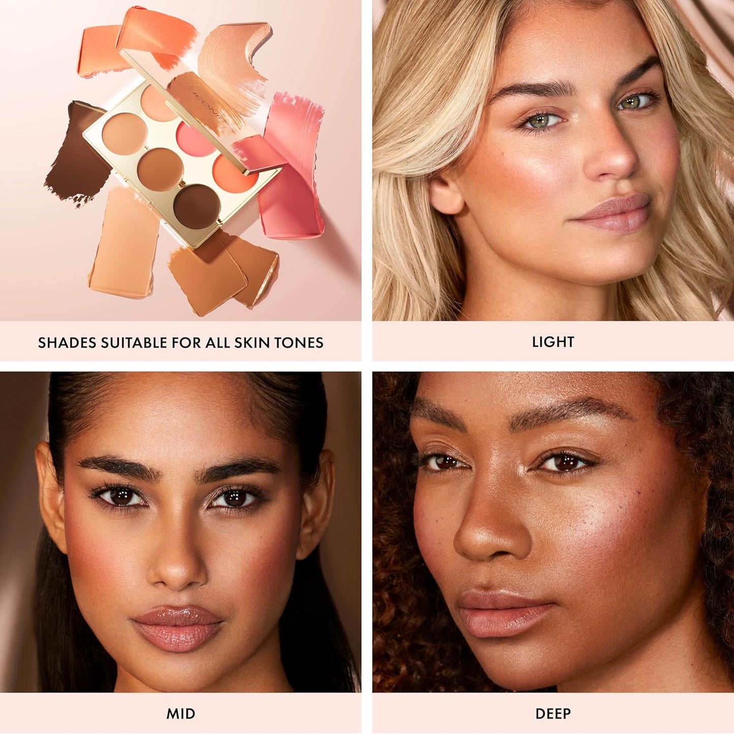 ICONIC LONDON Multi-Use Cream Blush, Bronze and Highlight Palette | Cruelty-Free, Vegan Makeup
